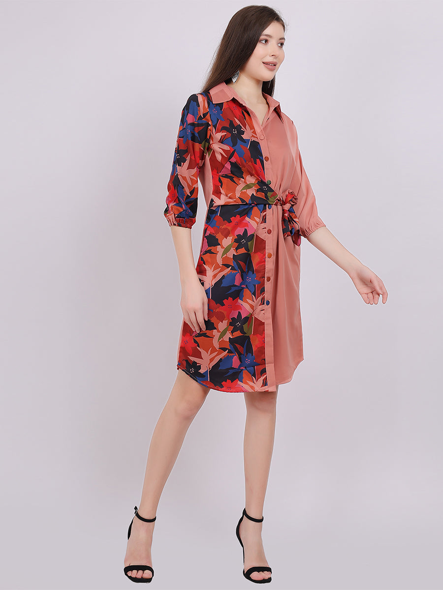 Mix & Match Shirt Dress With Waist Tie-Up Belt