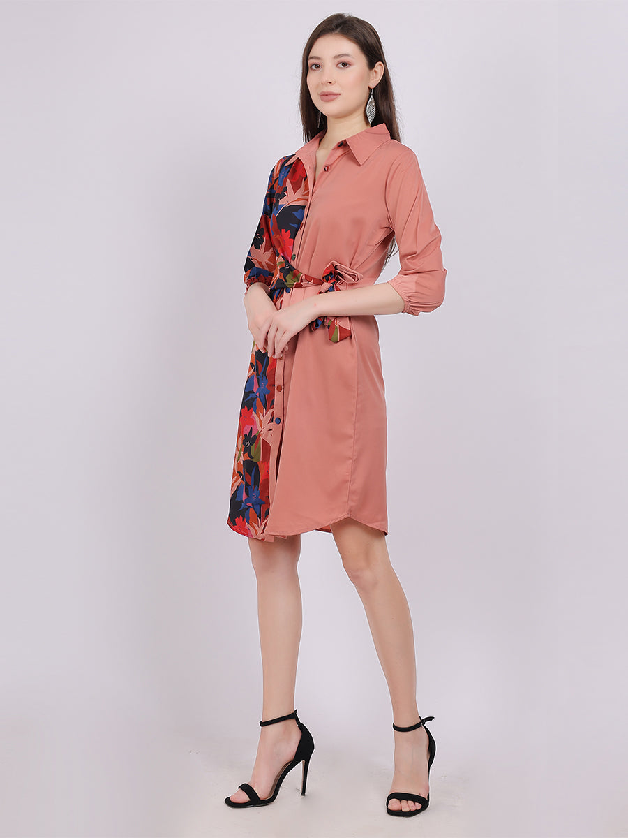 Mix & Match Shirt Dress With Waist Tie-Up Belt