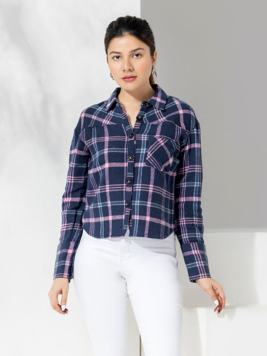 Fashion Checks Crop Shirt