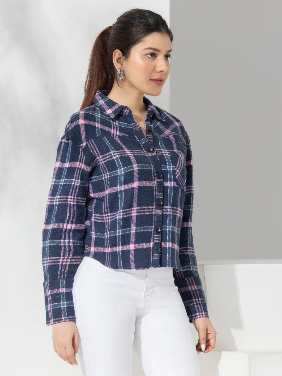 Fashion Checks Crop Shirt