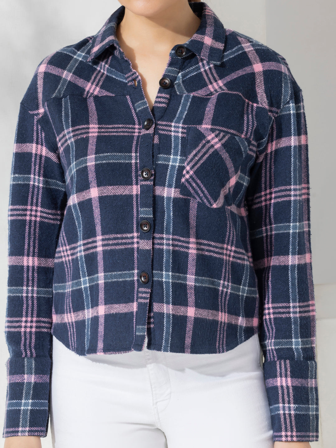 Fashion Checks Crop Shirt