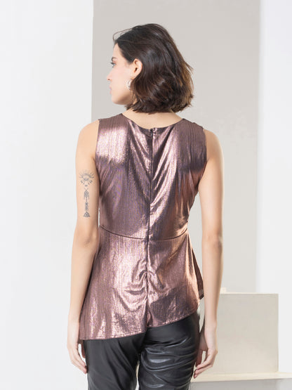 Fashion Shimmer Asymmetric Party Wear Top