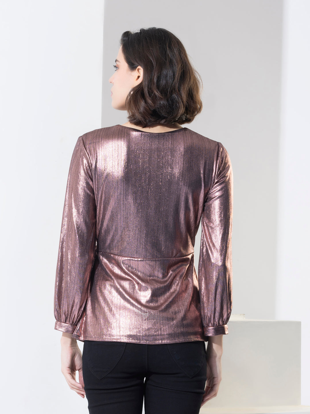 Fashion Shimmer Party Wear Wrap Top