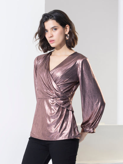 Fashion Shimmer Party Wear Wrap Top