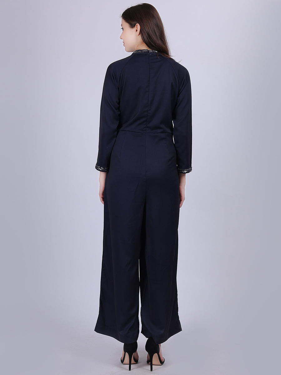 Solid Fashion Jumpsuit With Hand-work Embroidery