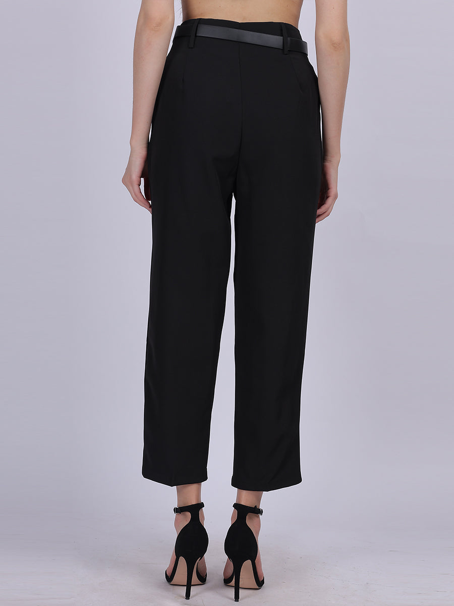 Straight Fit Fashion Formal Pants With Fashion Belt