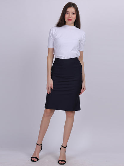 Navy Solid Bodyfit Fashion Skirt