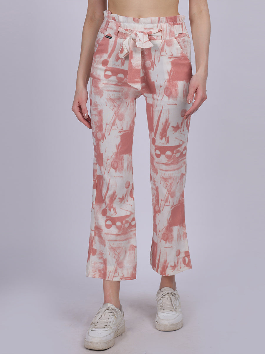 Rust Tye & Dye Cotton Spandex Fashion Straight Fit Pants