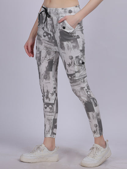 Grey Tye & Dye Cotton Spandex Fashion Joggers