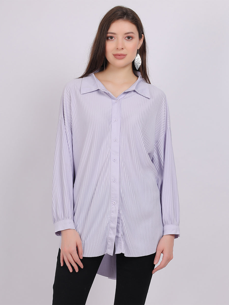 Solid Oversized Pleated Shirt