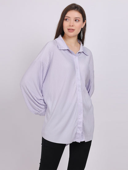 Solid Oversized Pleated Shirt