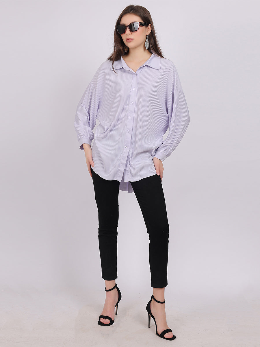 Solid Oversized Pleated Shirt