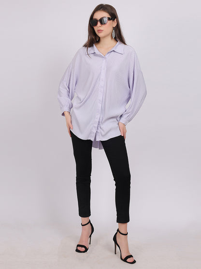 Solid Oversized Pleated Shirt