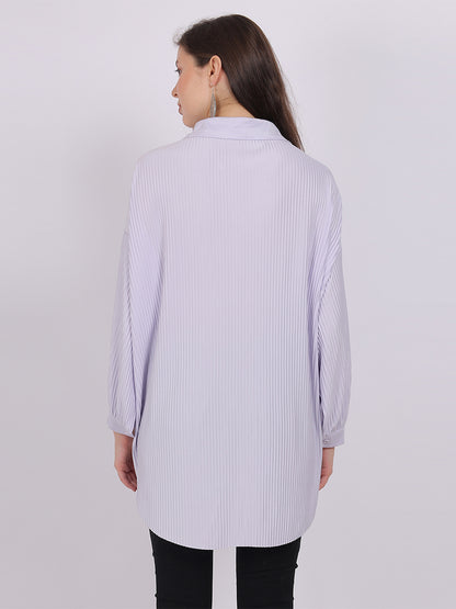 Solid Oversized Pleated Shirt