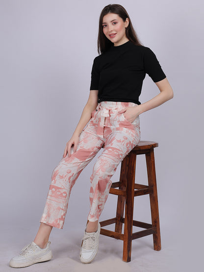 Rust Tye & Dye Cotton Spandex Fashion Straight Fit Pants