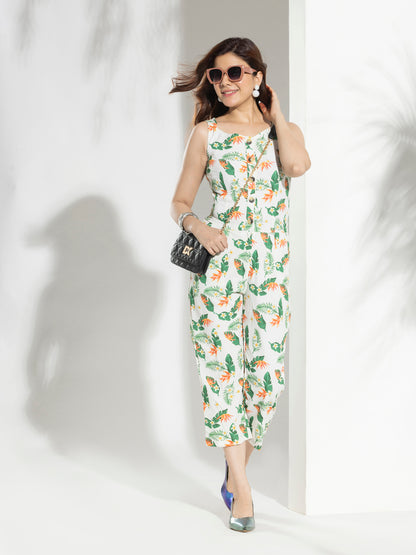 Leaf Printed Fancy Jumpsuit