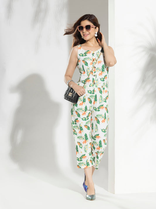 Leaf Printed Fancy Jumpsuit