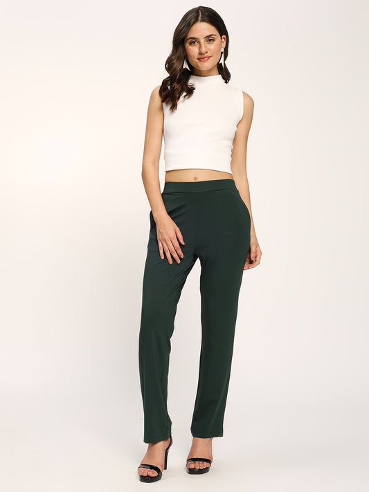 Bottle Green Cloudsoft Straight Fit Trouser Pants