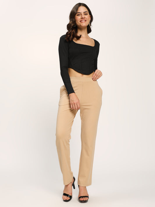 Beige Cloudsoft Straight Fit Trouser Pants