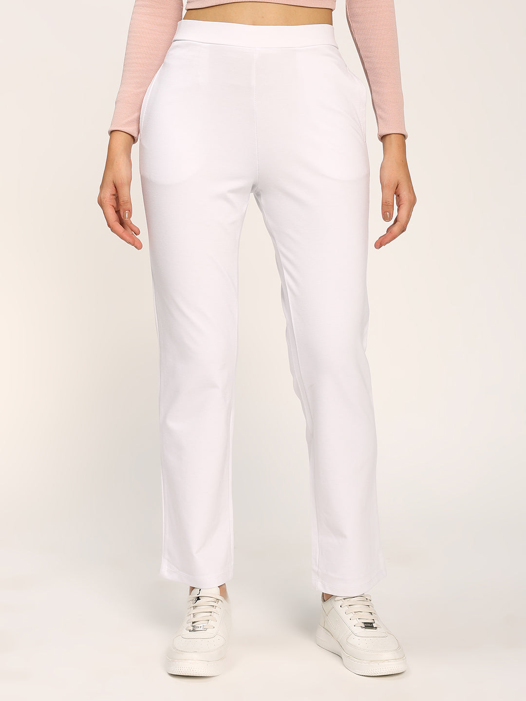 White Cloudsoft Straight Fit Trouser Pants