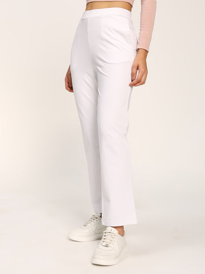 White Cloudsoft Straight Fit Trouser Pants