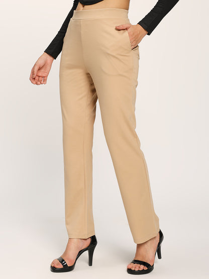 Beige Cloudsoft Straight Fit Trouser Pants