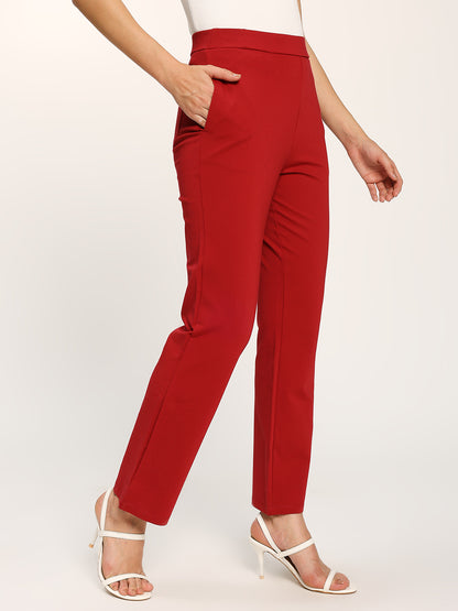 Maroon Cloudsoft Straight Fit Trouser Pants