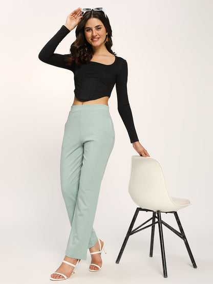 Sea Green Cloudsoft Straight Fit Trouser Pants