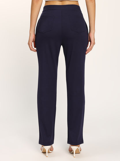 Navy Cloudsoft Straight Fit Trouser Pants