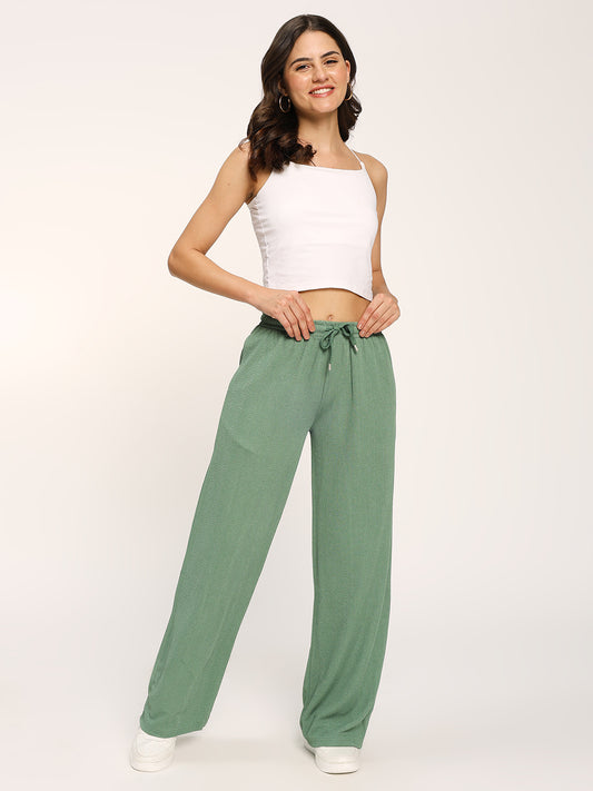 Sea Green Straight Fit Fashion Pant