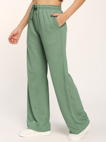 Sea Green Straight Fit Fashion Pant