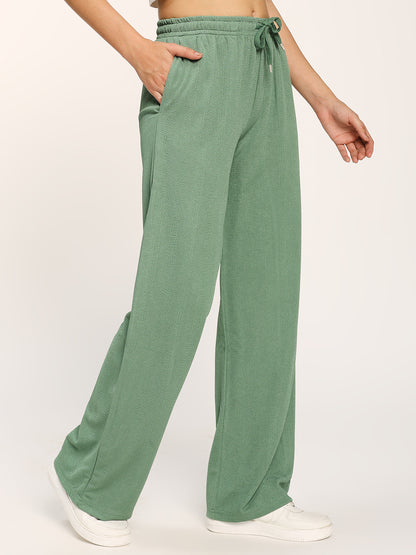 Sea Green Straight Fit Fashion Pant