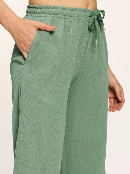 Sea Green Straight Fit Fashion Pant