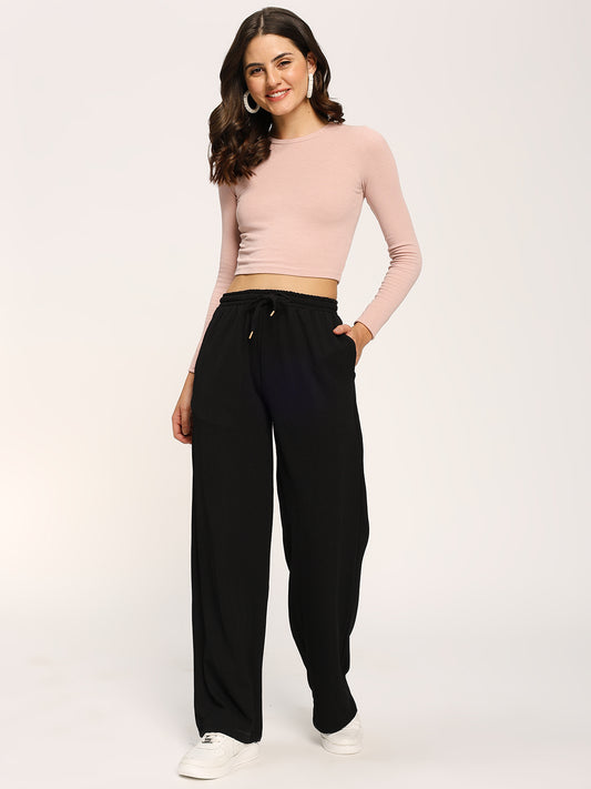 Black Straight Fit Fashion Pant