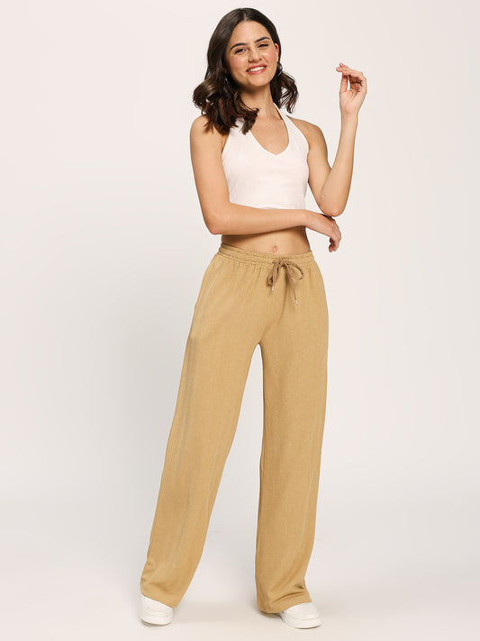 Beige Straight Fit Fashion Pant