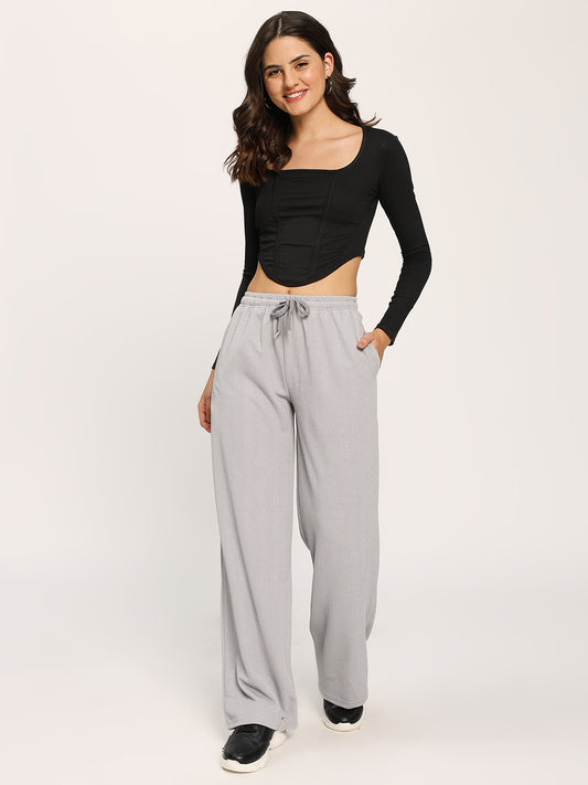 Grey Straight Fit Fashion Pant