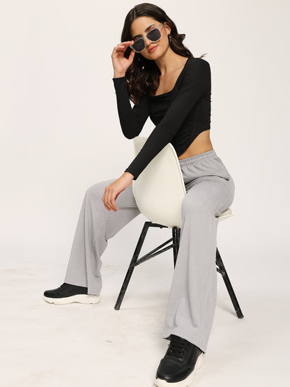 Grey Straight Fit Fashion Pant