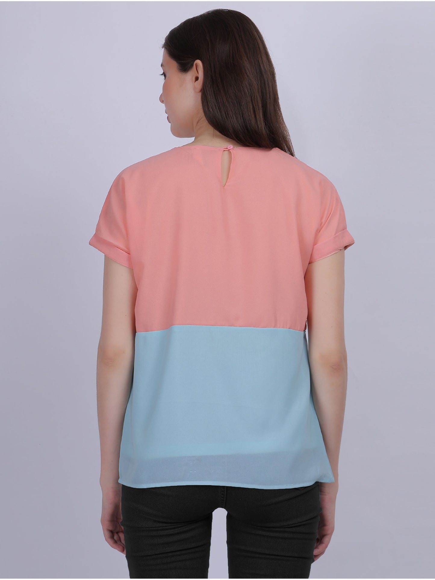 Pink Solid Ombre Effect Top With Stone Work Embellishment