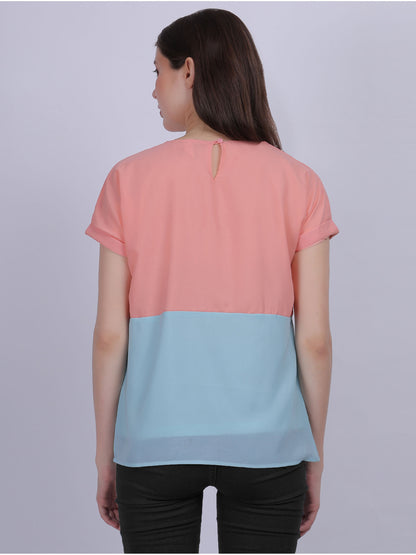 Pink Solid Ombre Effect Top With Stone Work Embellishment