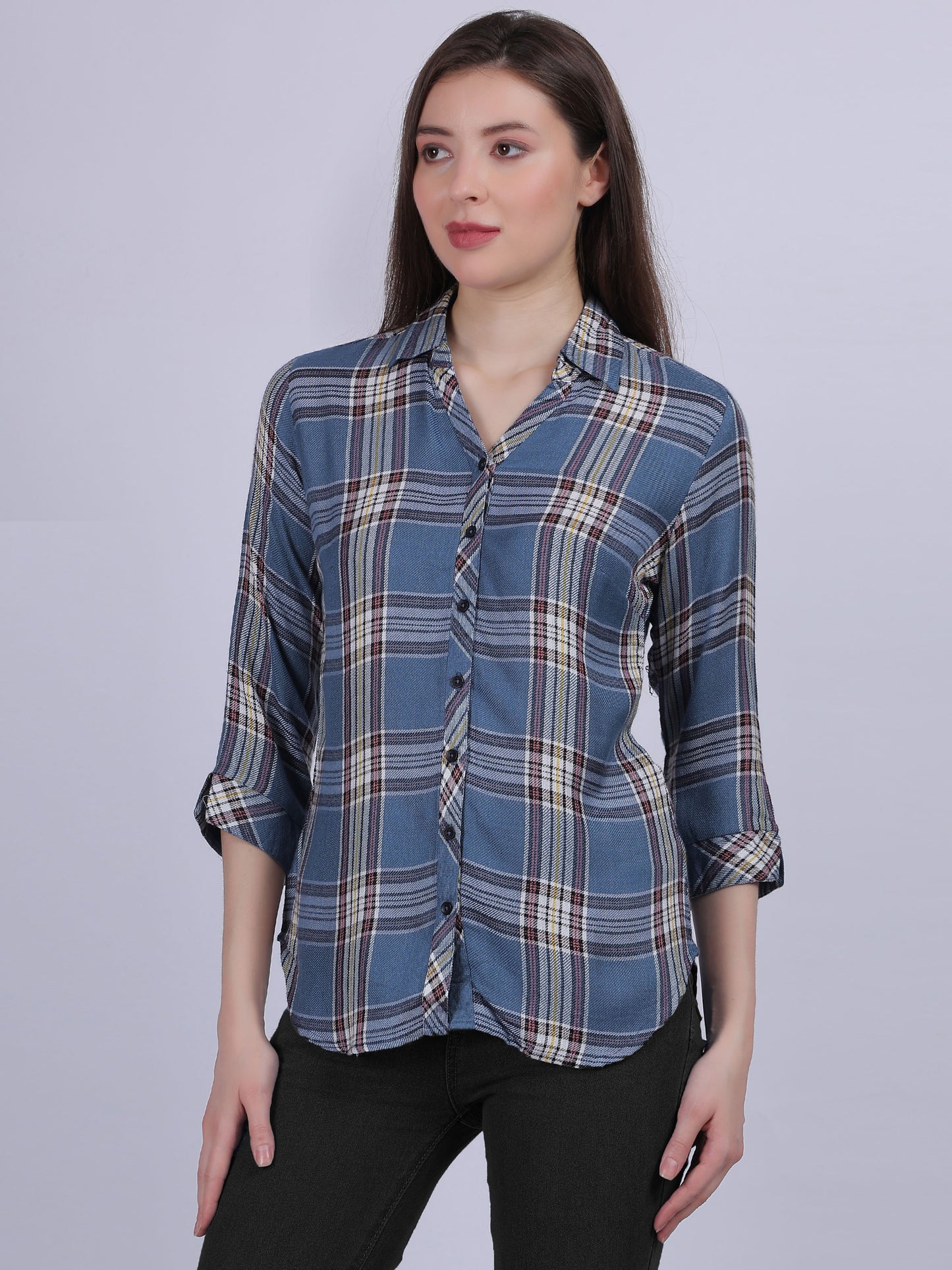 Stripe Checkered Print Formal Shirt