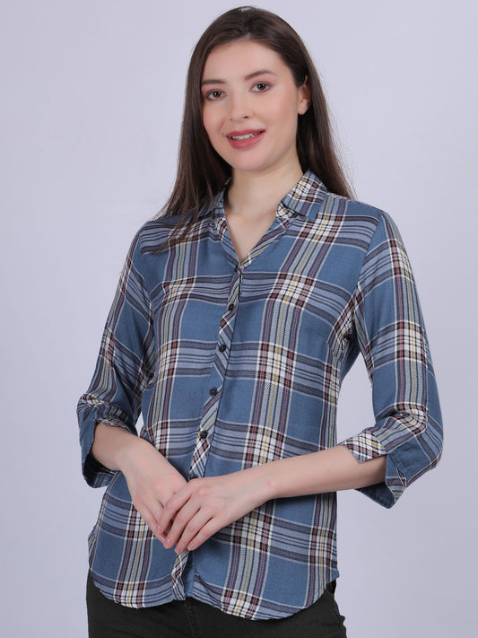 Stripe Checkered Print Formal Shirt