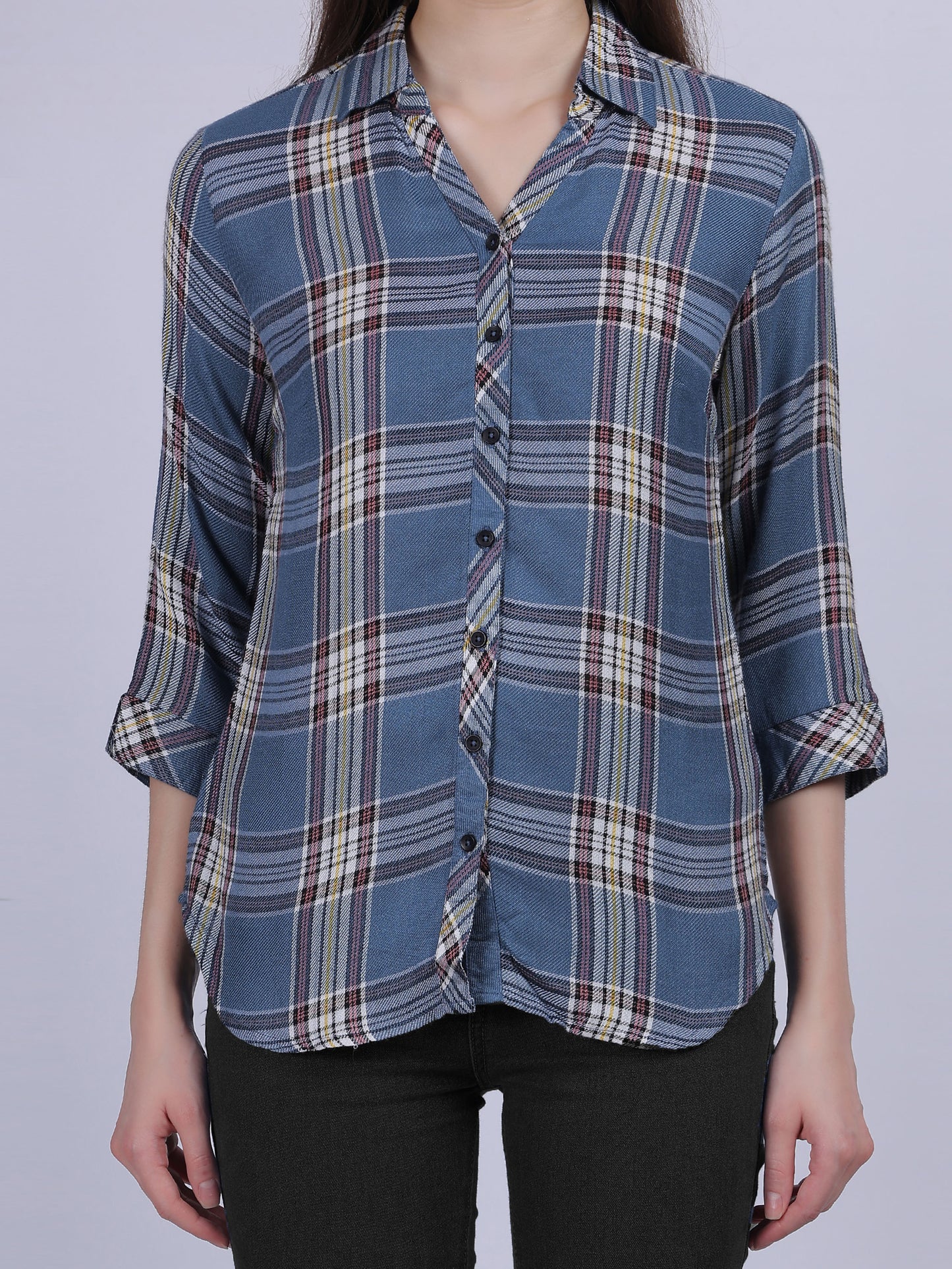 Stripe Checkered Print Formal Shirt