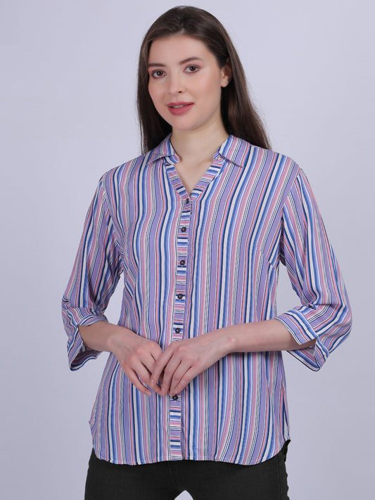 Multi Stripe Print Formal Shirt